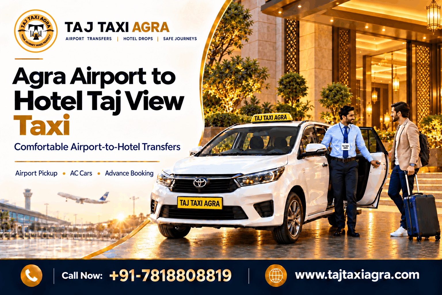 Agra Airport to Hotel Taj View Taxi