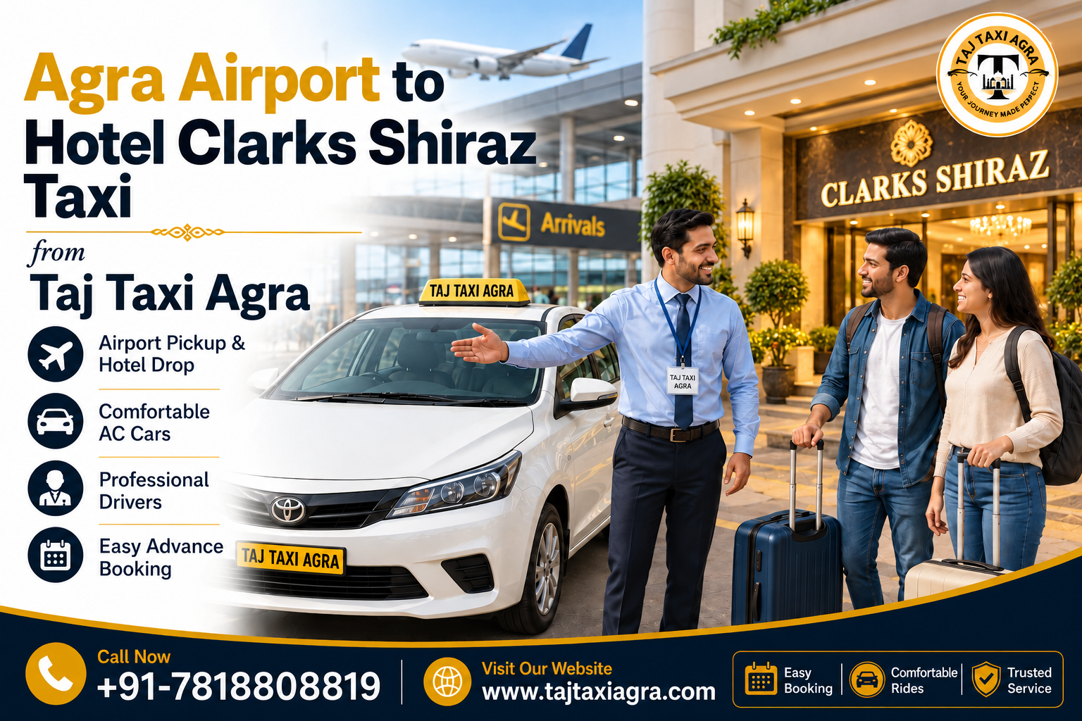 Agra Airport to Hotel Clarks Shiraz Taxi