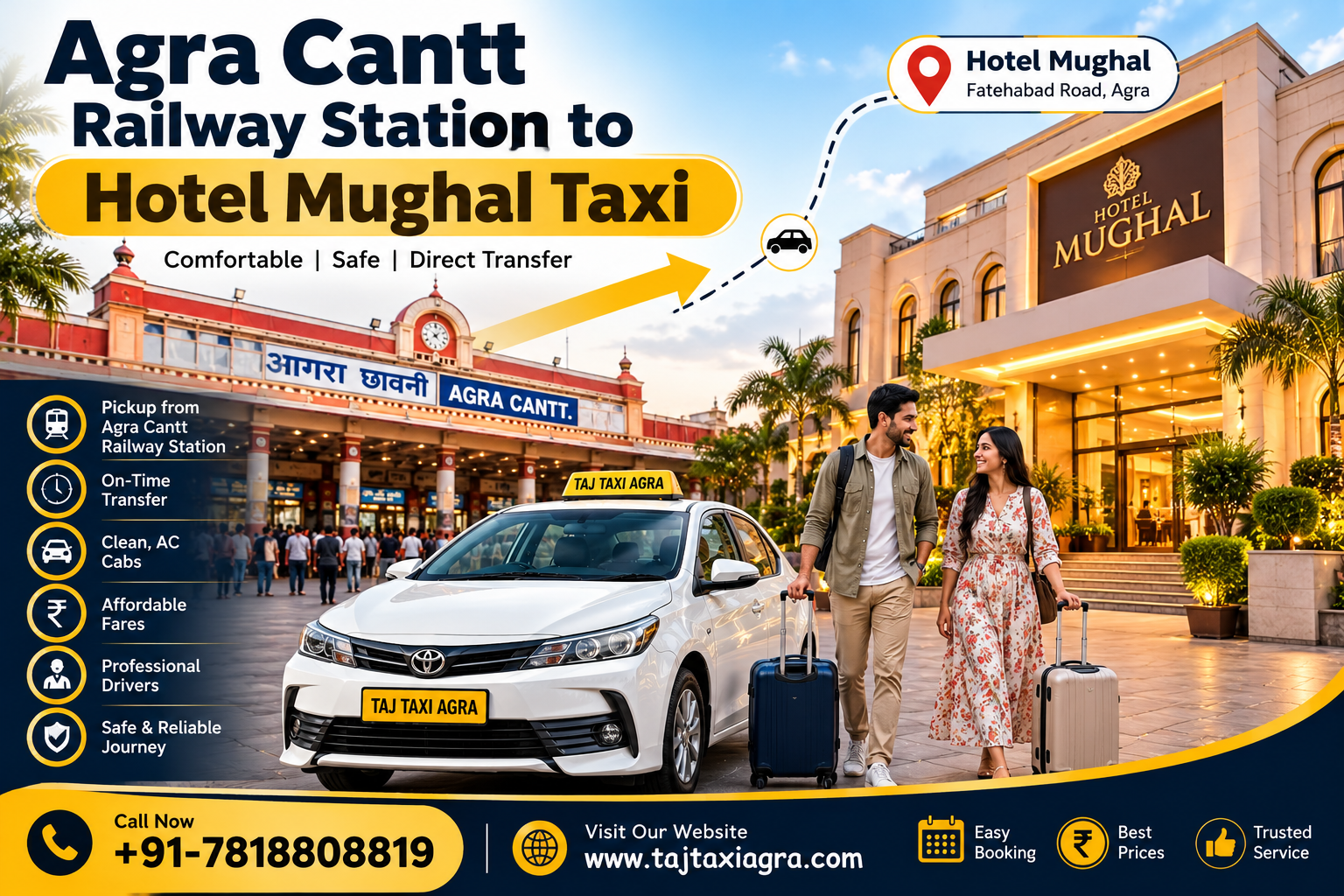 Agra Cantt Railway Station to Hotel Mughal Taxi